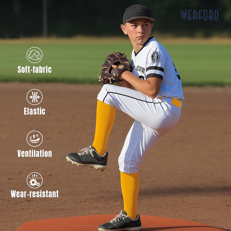 Werforu Baseball Socks and Non-Metal Nickel-Free Belt-Adjustable Belt with Non-allergic Plastic Buckle Softball Socks for kid - Image 5
